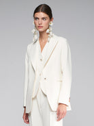 Vilagallo Smart Cream Single Breasted Blazer With Buttoned Cuffs