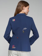 Vilagallo Navy Summer Fiesta Single Breasted Blazer From The Back