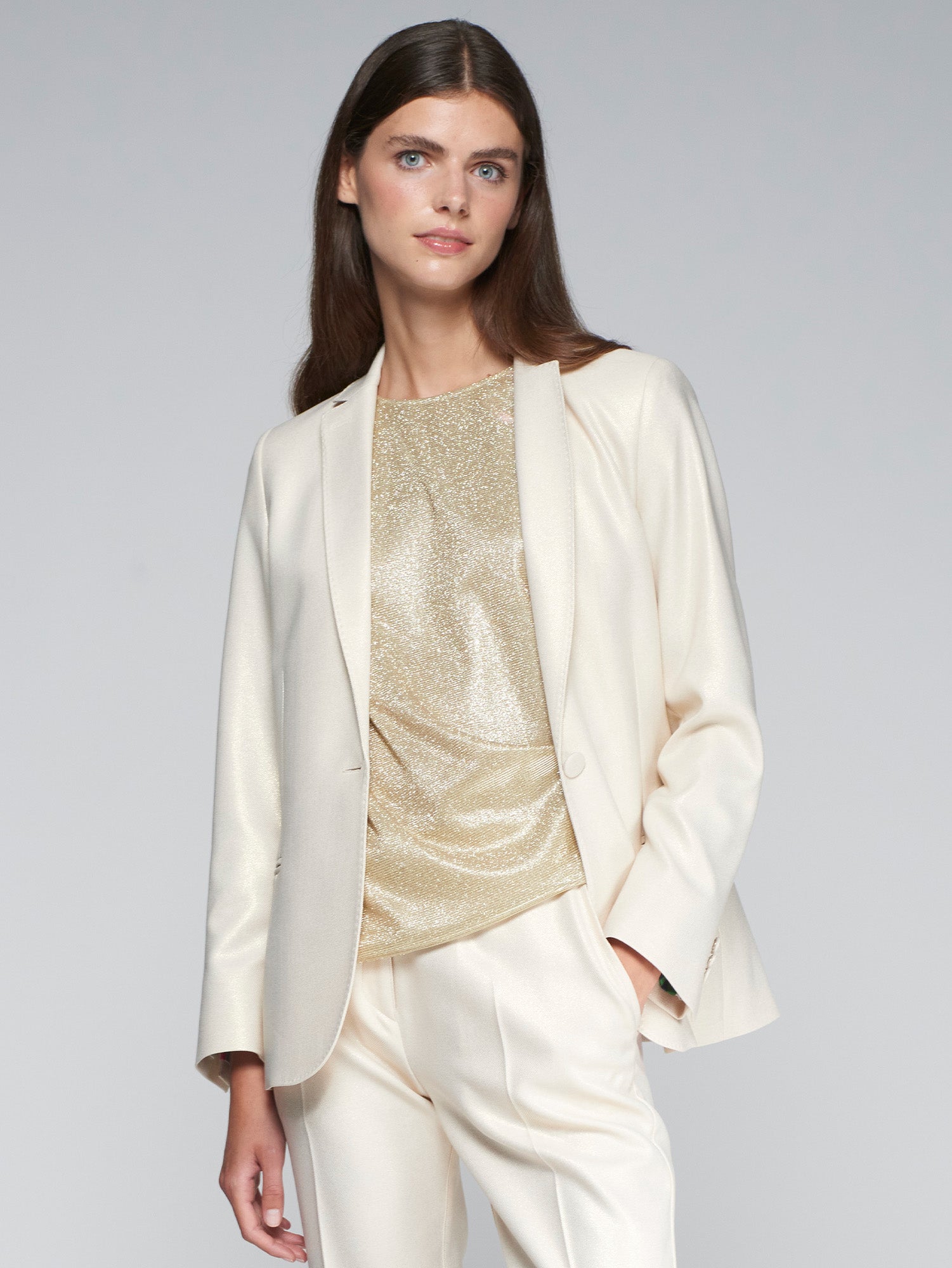 Vilagallo Gold Shimmer Single Breasted Blazer