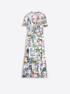 Vilagallo Ivy Summer Circus Print Layered Midi Dress With Shirt Sleeves 