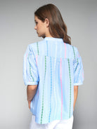 Vilagallo Ilania Pineapple Stripe Print Blouse From The Back