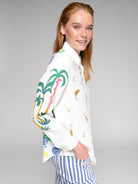 Vilagallo Cream Tropical Tiger Print Shirt