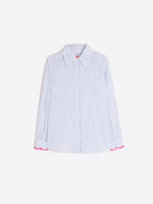 Vilagallo women’s blue and white striped horse embroidery shirt 