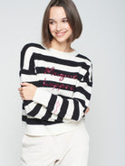 Vilagallo Fabiola striped women  jumper with “Magic Happens” sequin front