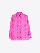 Vilagallo pink silk equestrian print shirt with button front