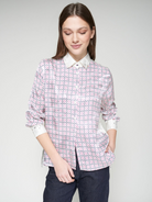 Vilagallo pink geometric shirt front with white collar and cuffs