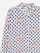 Vilagallo white shirt featuring midnight star and leopard design with buttoned cuffs