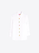 Vilagallo white ice cream embroidered shirt styled on model