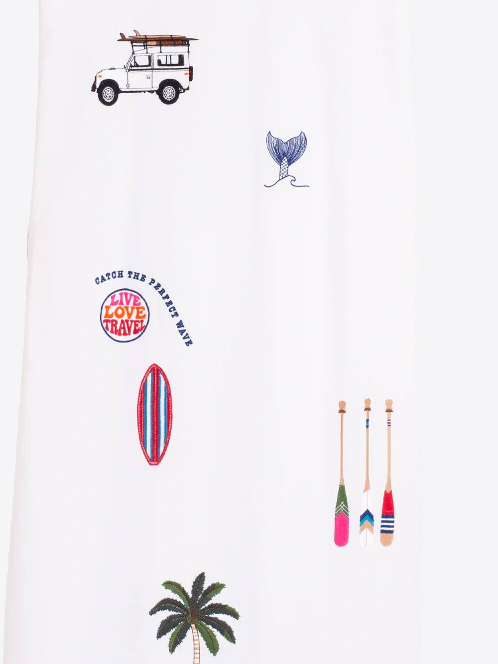 Vilagallo white surf embroidered long sleeveless dress detail