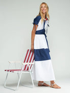 Vilagallo two tone summer maxi dress side view