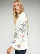 Vilagallo Dolce Vibes blazer palm tree and graphic print close-up