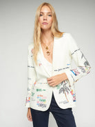 Vilagallo Dolce Vibes cream summer motif print blazer front view