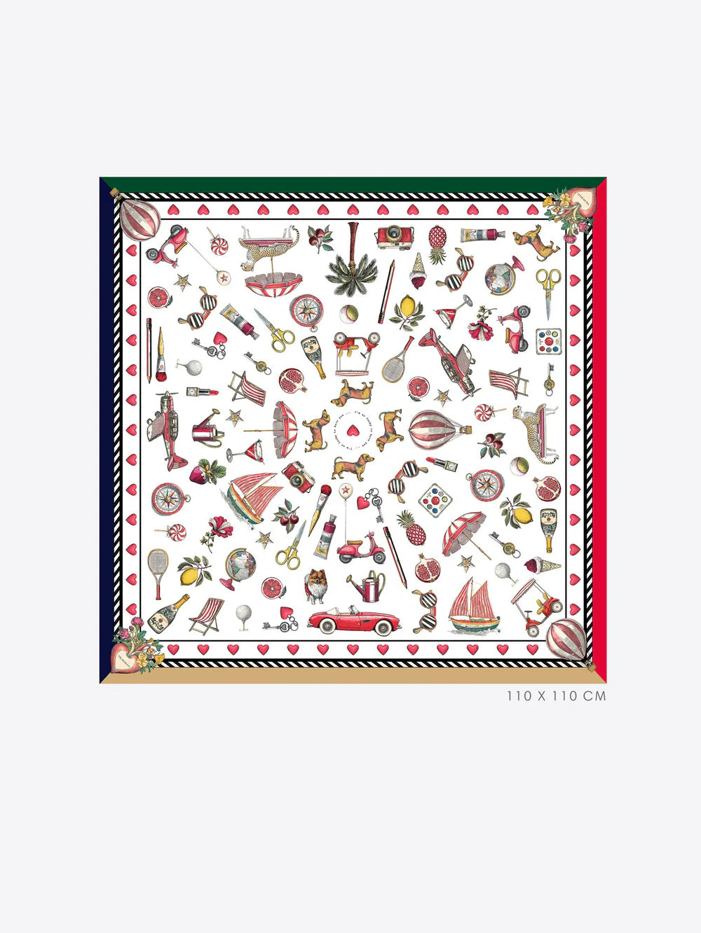 Vilagallo summer holiday print silk scarf flat view