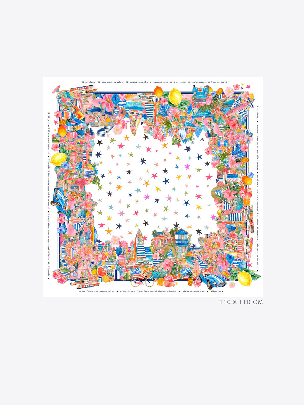 Vilagallo tropical star print silk scarf full view