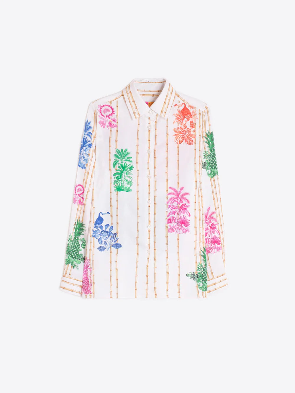 Vilagallo bamboo palm print shirt product flat lay