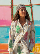 Vilagallo cream tropical print blouse  