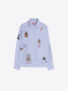 Vilagallo Hotel blue and white striped travel embroidered shirt – front product view