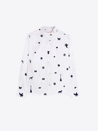 Vilagallo white frill collar velvet motif shirt product view