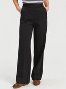Vilagallo black tailored straight leg trousers front view