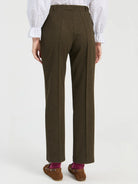 Vilagallo olive green tailored trousers back view