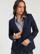 Vilagallo navy tailored classic fit blazer front view