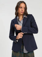 Vilagallo navy single breasted tailored blazer front view