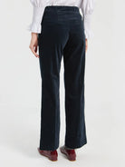 Vilagallo navy velvet women’s trousers back view