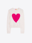 Vilagallo ecru fuchsia heart intarsia cardigan – product front view