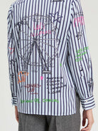Vilagallo navy white striped Ferris wheel shirt back view