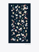 Vilagallo Nautical Love navy wool scarf with colourful illustrated heart, flower and envelope print