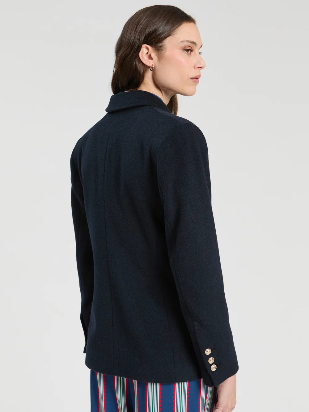Vilagallo navy tailored blazer back view