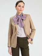Vilagallo beige herringbone tailored blazer front view
