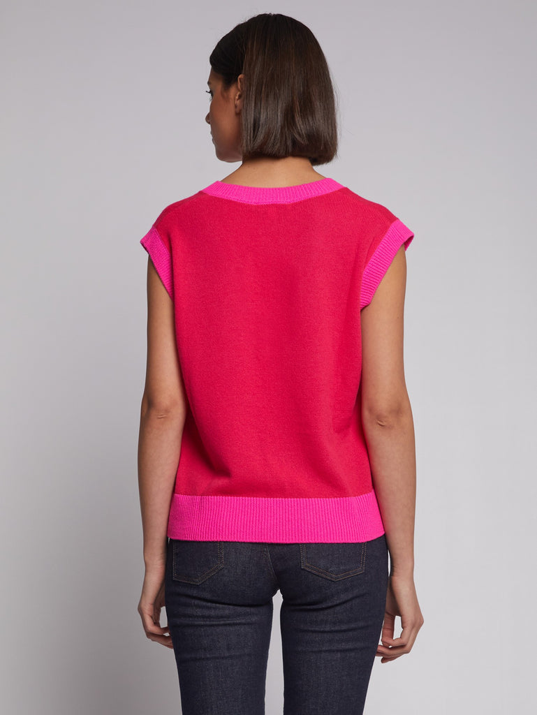 Vilagallo Amy Pink Wool Sleeveless Jumper From The Back