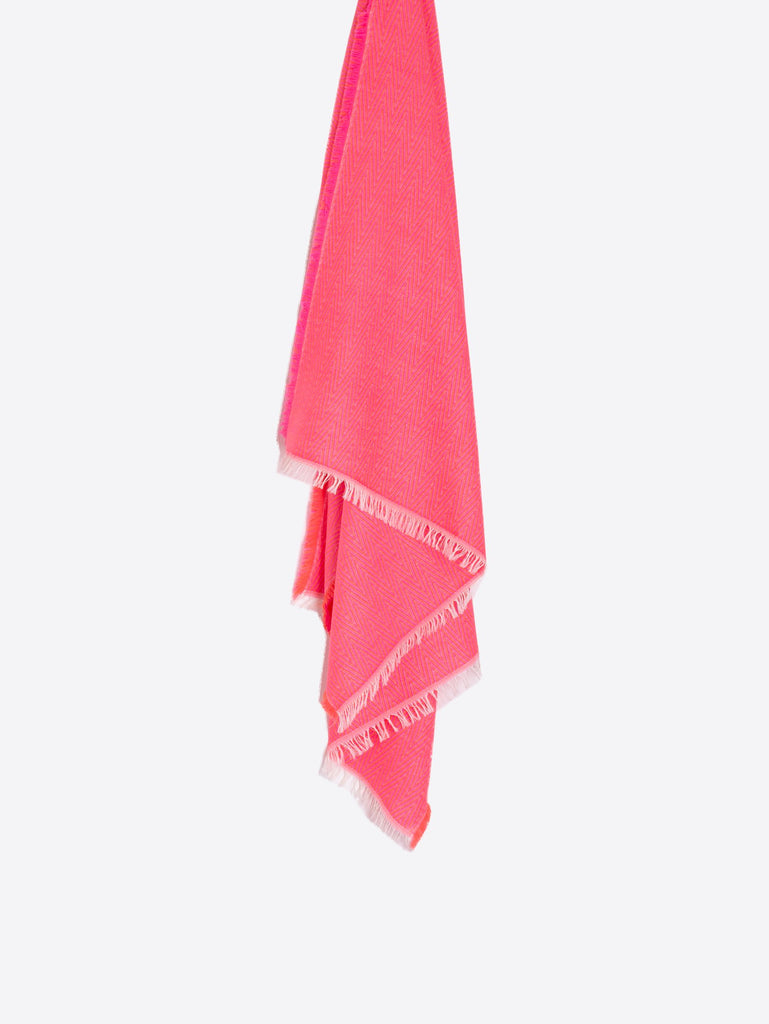 Vilagallo Neon Pink/Orange Herringbone Print Scarf