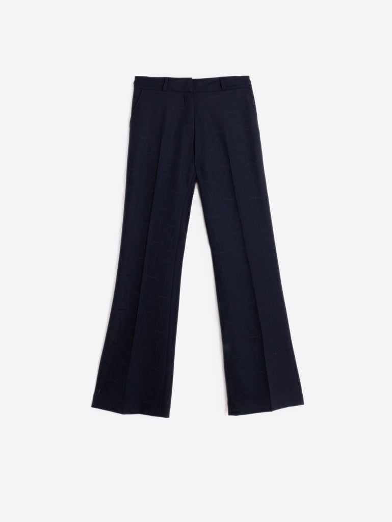 Vilagallo Veronica Navy Horsebit Jacquard Print Trousers