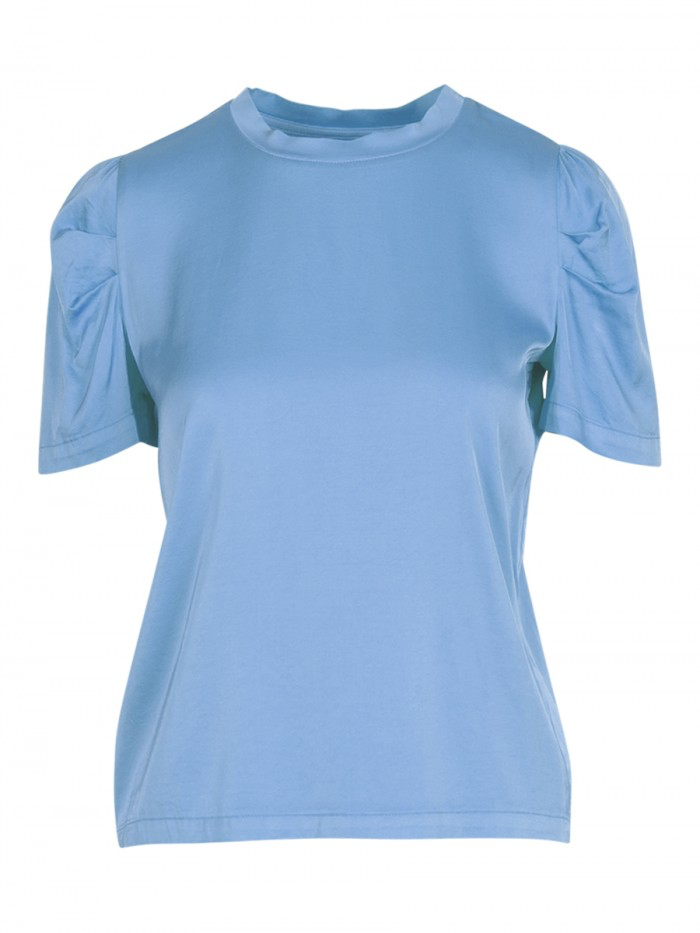 Anonyme Holly Satin Short Sleeve Top In Blue