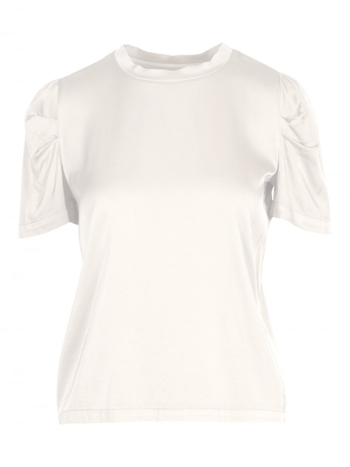 Anonyme Holly Satin Short Sleeve Top In White