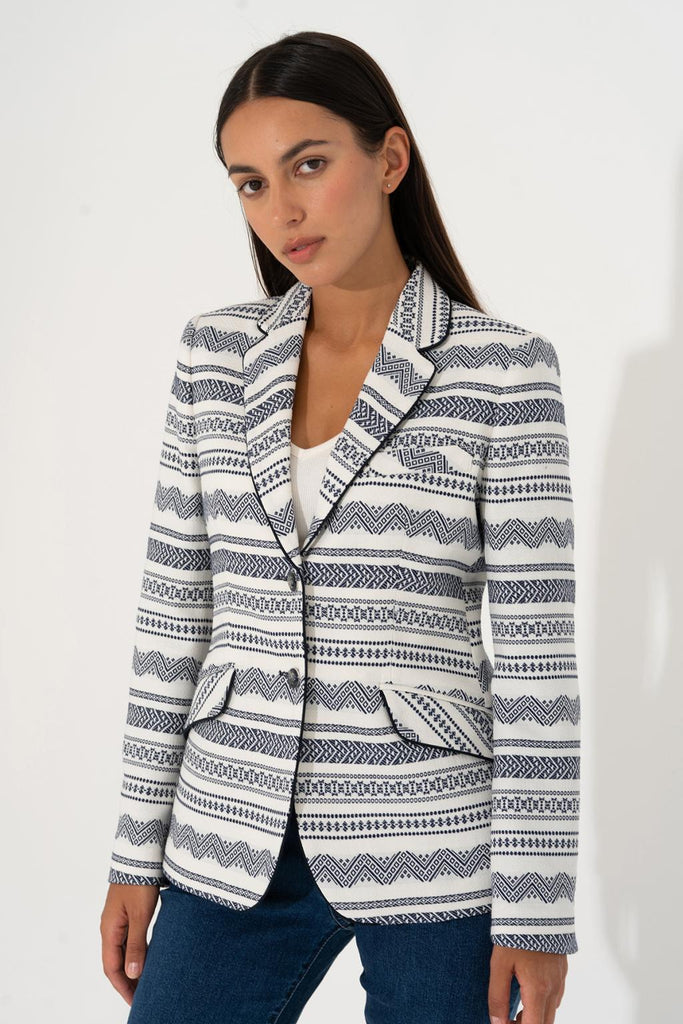 Bariloche Costa Navy/White Print Blazer