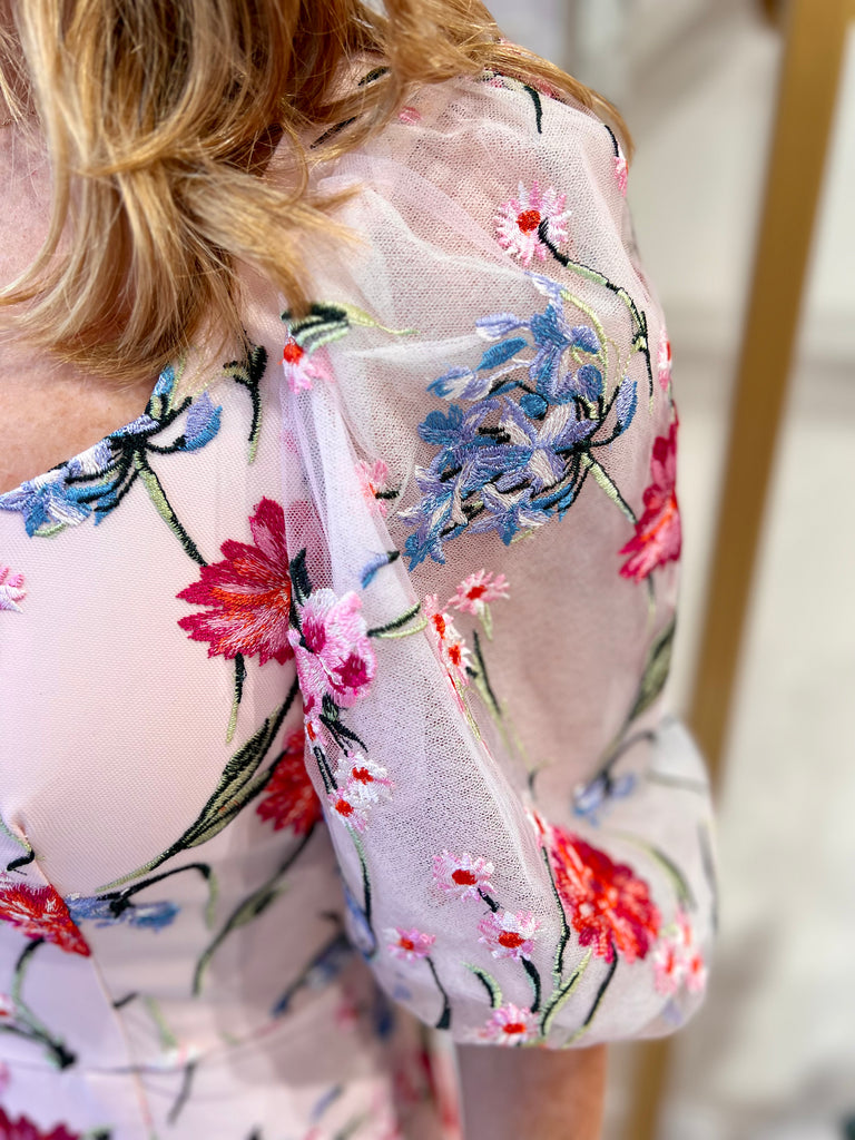 Carla Ruiz Floral Lace Occasion Dress With Puff Sleeves