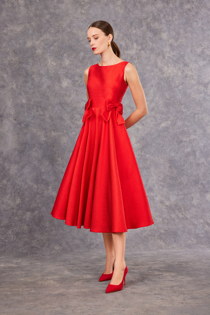 Carla Ruiz Red A-line Bow Detail Occasion Dress