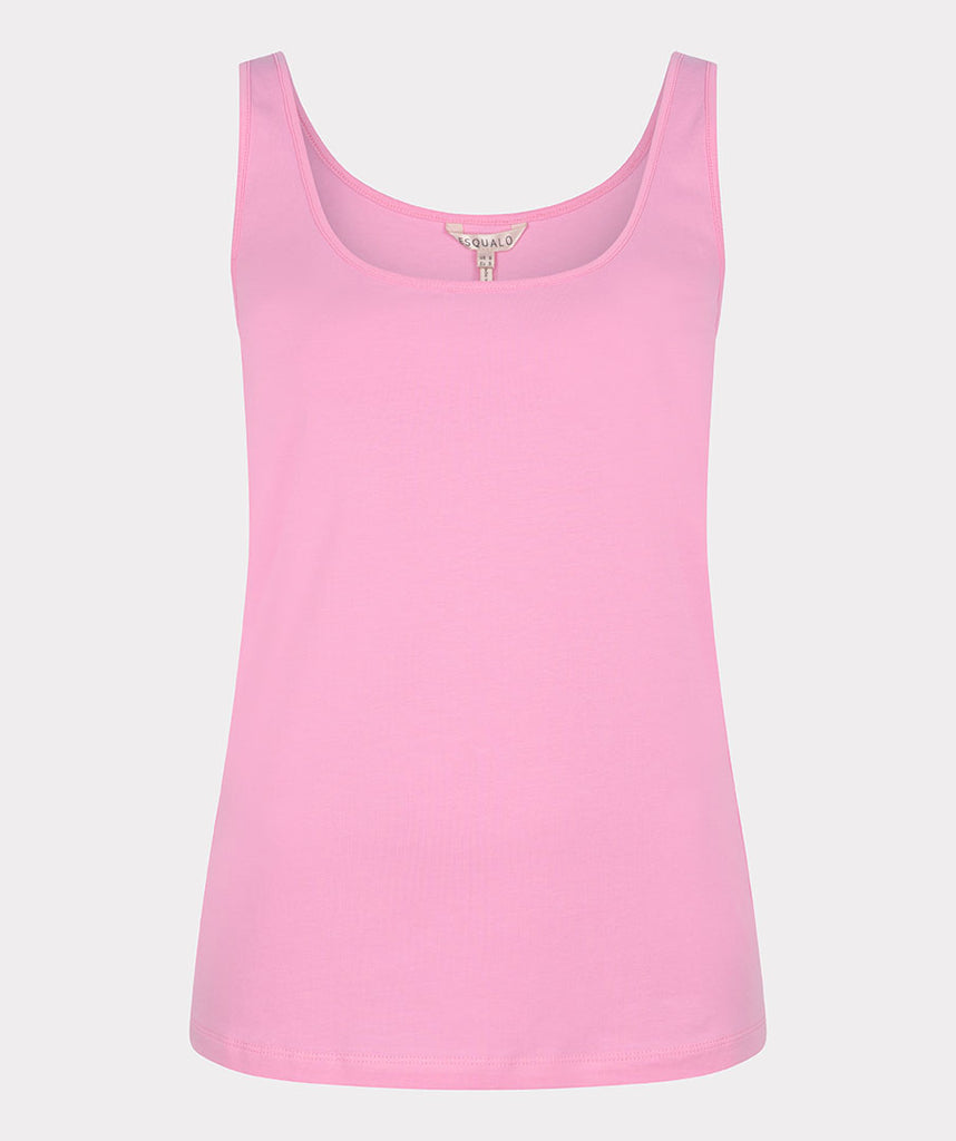 Esqualo Basic Stretch Cotton Vest Top In Pink