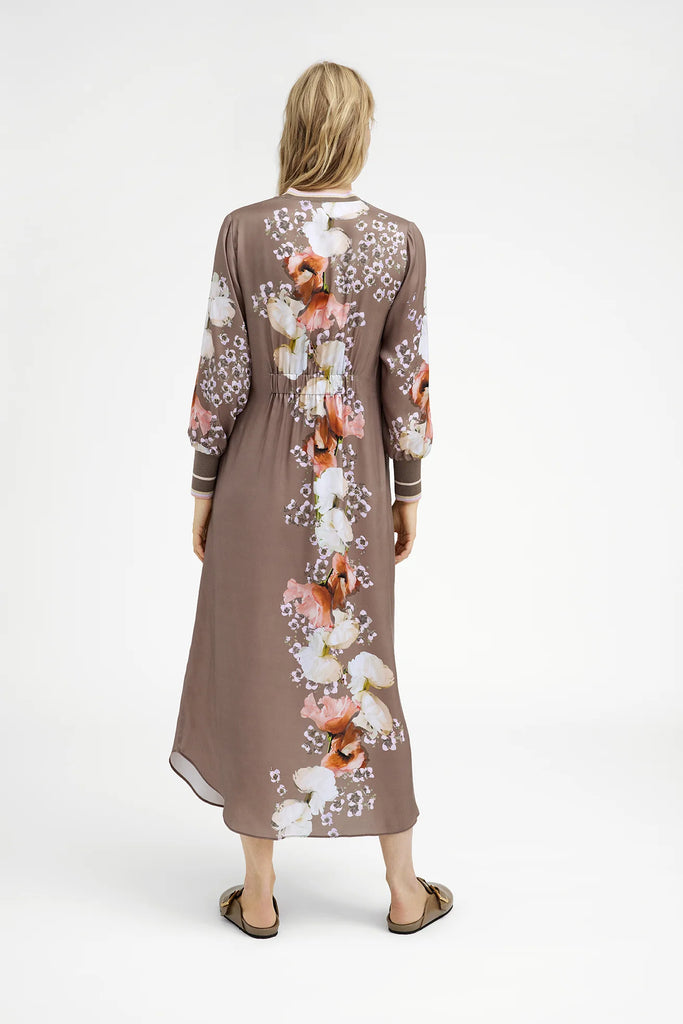 Gustav Hali Tape Floral Print Maxi Dress From Back 