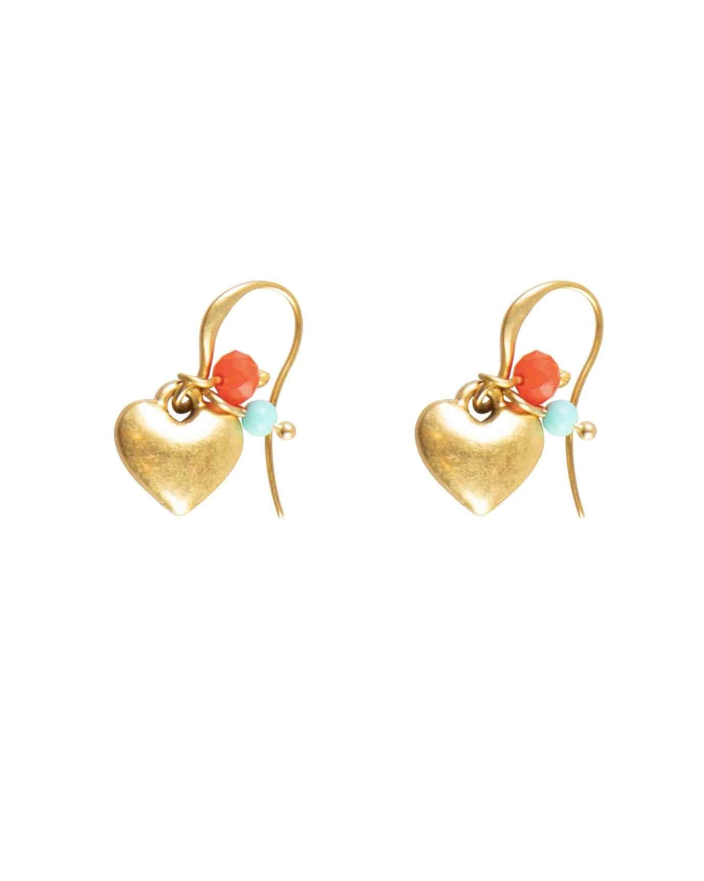 Hultquist Gold Beaded Heart Earrings