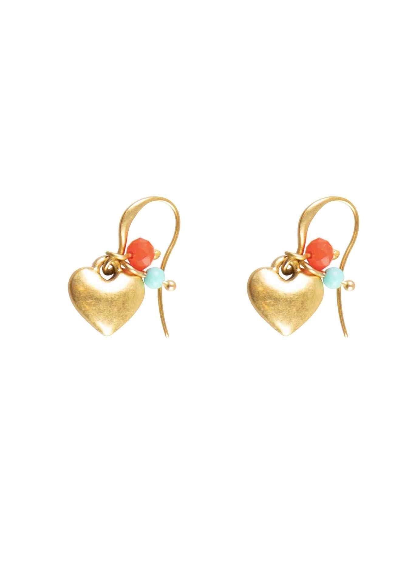 Hultquist Gold Beaded Heart Earrings