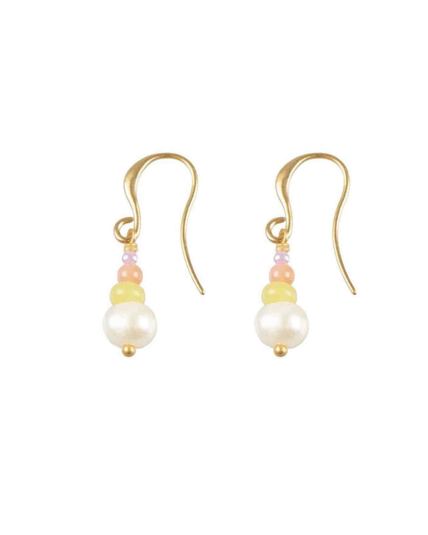 Hultquist Gold Beaded Pearl Drop Earrings