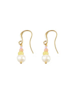 Hultquist Gold Beaded Pearl Drop Earrings