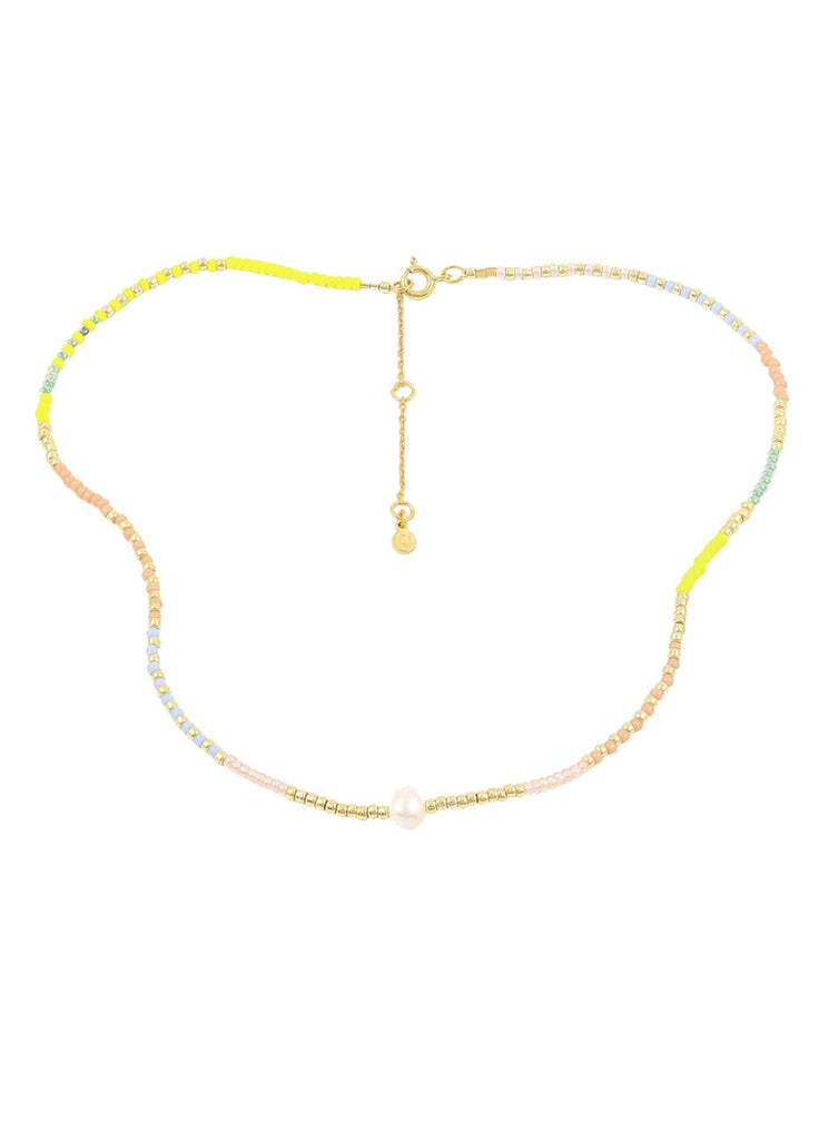 Hultquist Gold Multi-colour Beaded Necklace