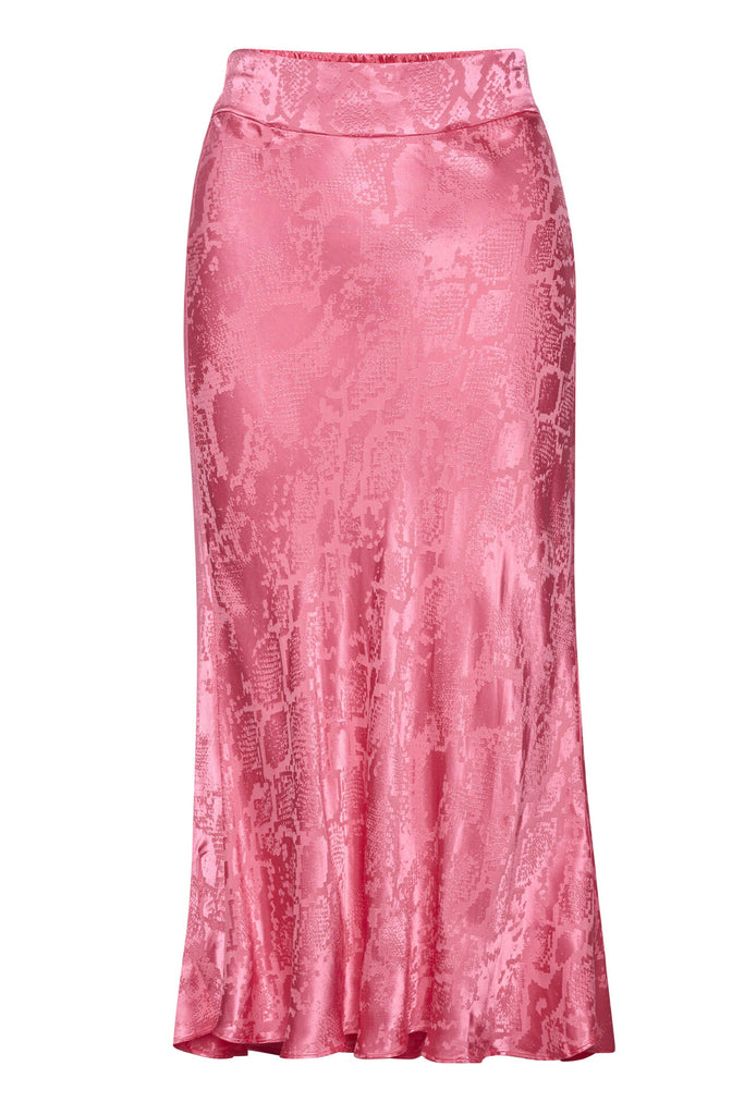 Inwear Dulean Pink Satin Animal Print Midi Skirt