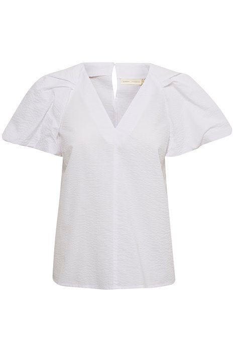 Inwear Tacey White Cotton Puff Sleeve Top