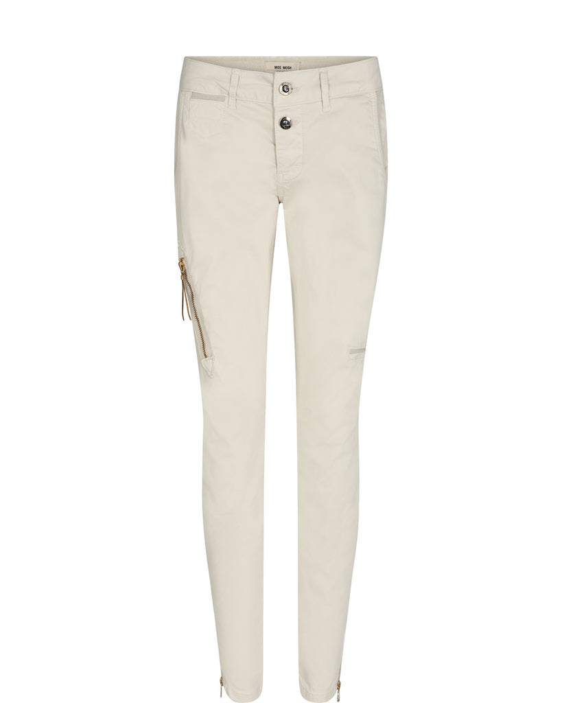 Mos Mosh Valerine Zip Detail Pocket Trousers In Birch